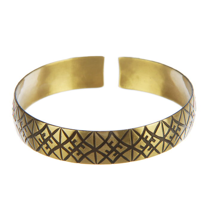 Браслет "Славянский", пластинчатый, узкий, латунь