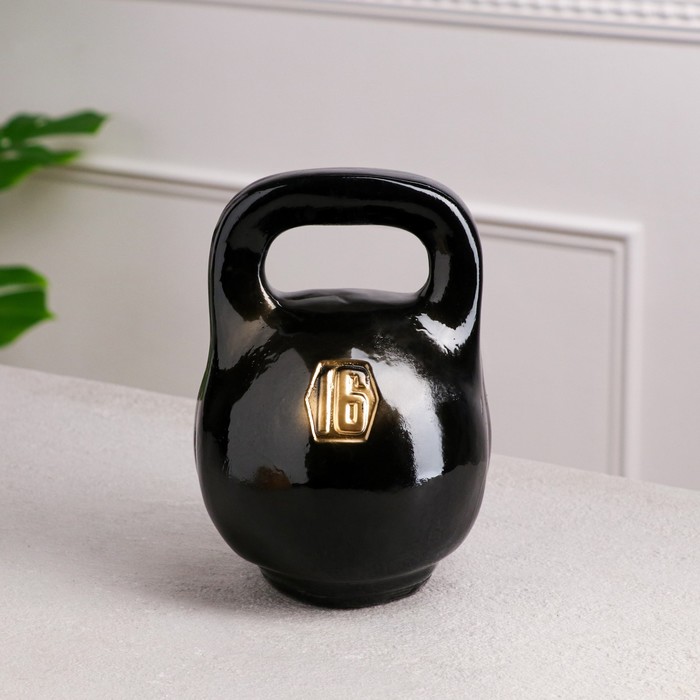 Копилка "Гиря сто пудовый хит", средняя, чёрная