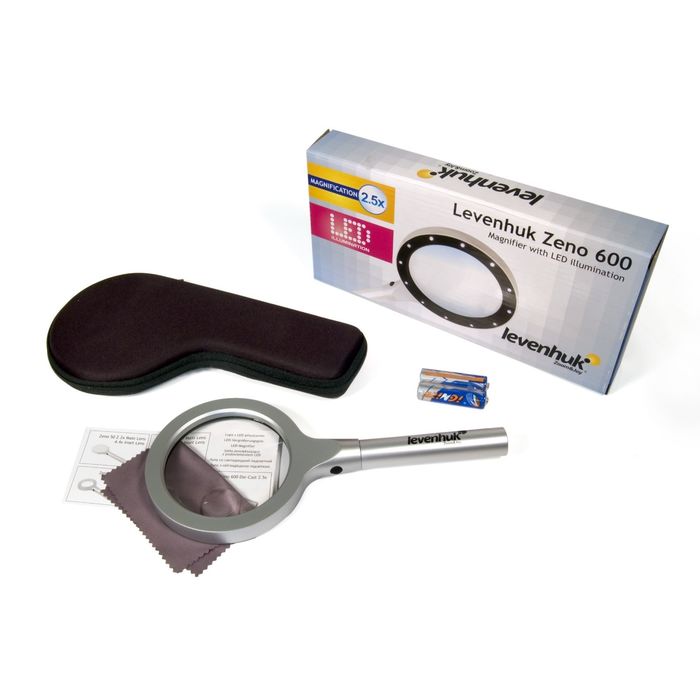 Лупа Levenhuk Zeno 600, 2,5x/5x, 90/21 мм, 12 LED, металл