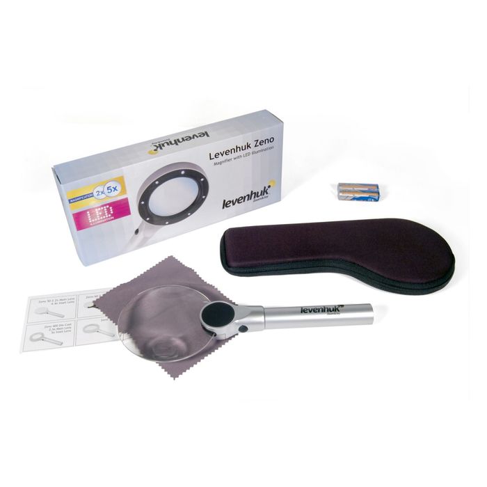 Лупа Levenhuk Zeno 400, 2/4x, 88/21 мм, 2 LED, металл