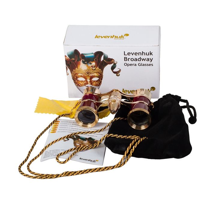 Бинокль Levenhuk Broadway 325F с подсветкой и цепочкой, красный
