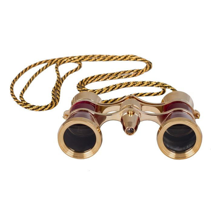 Бинокль Levenhuk Broadway 325F с подсветкой и цепочкой, красный