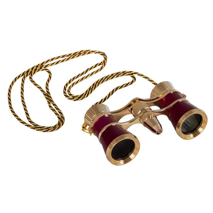 Бинокль Levenhuk Broadway 325F с подсветкой и цепочкой, красный