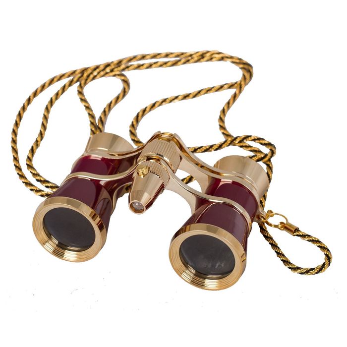 Бинокль Levenhuk Broadway 325F с подсветкой и цепочкой, красный