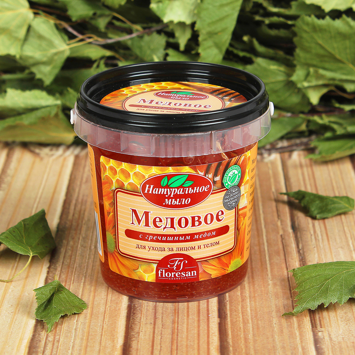 Мыло д/бани и душа, для ухода за телом и волосами натуральное "Медовое",  155  мл