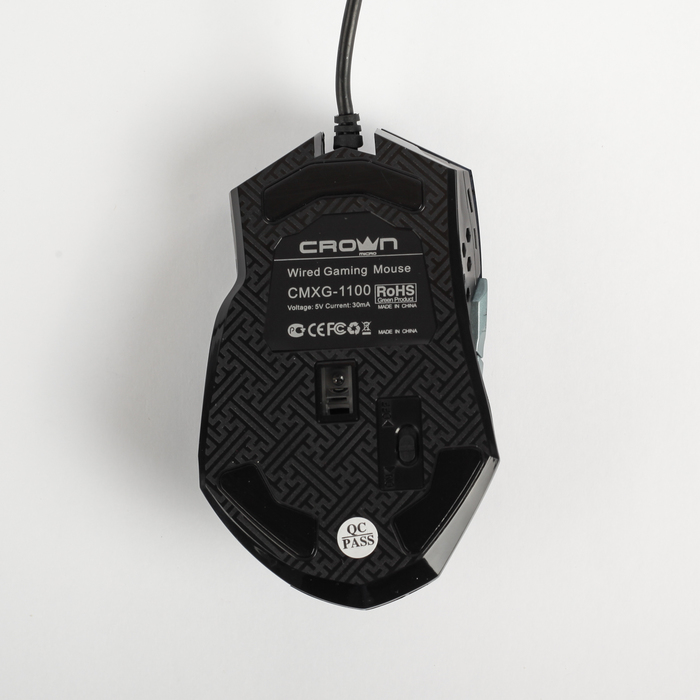 Мышь CROWN Gaming CMXG-1100BLAZE Black, 2400 dpi, красная подсветка, 6 кнопок