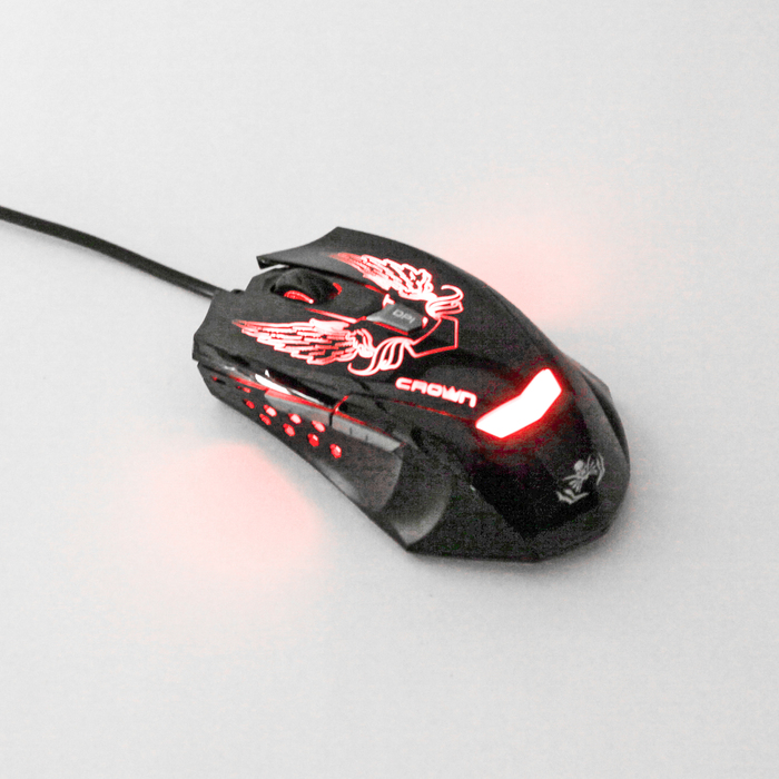 Мышь CROWN Gaming CMXG-1100BLAZE Black, 2400 dpi, красная подсветка, 6 кнопок