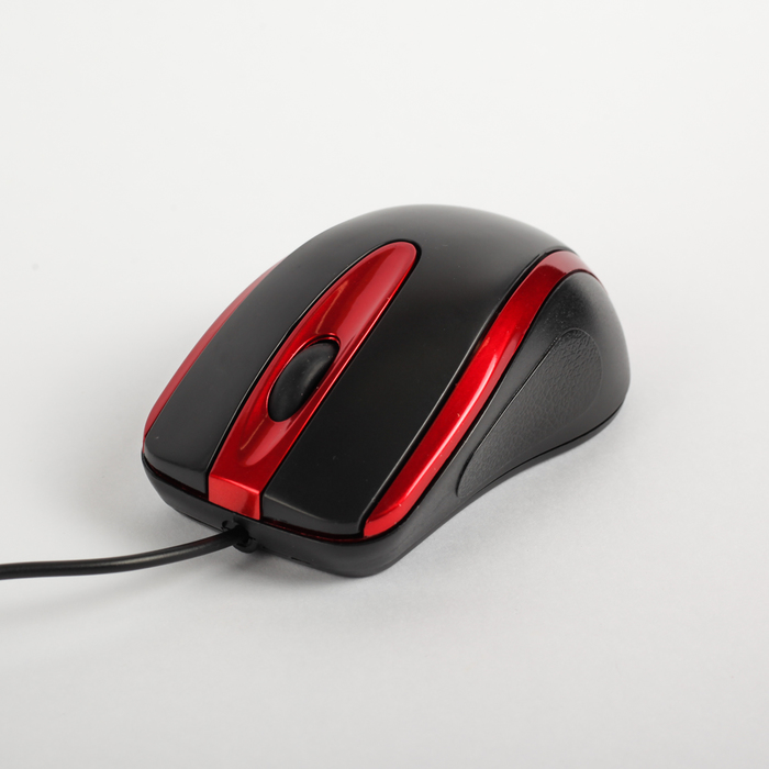 Мышь CROWN CMM-014 black&red, 3 кнопки, 800DPI, длина провода, 1.3м, USB