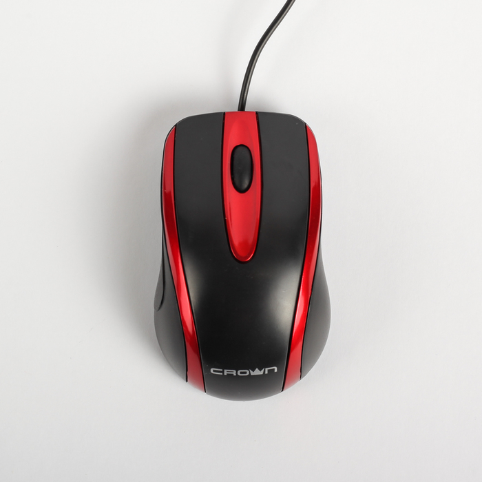 Мышь CROWN CMM-014 black&red, 3 кнопки, 800DPI, длина провода, 1.3м, USB