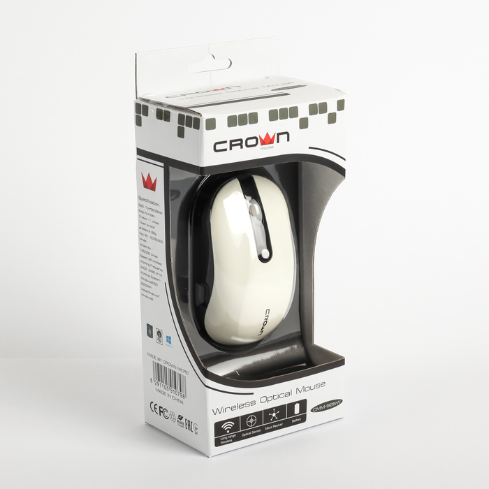 Мышь CROWN CMM-926W white, беспроводная, белый