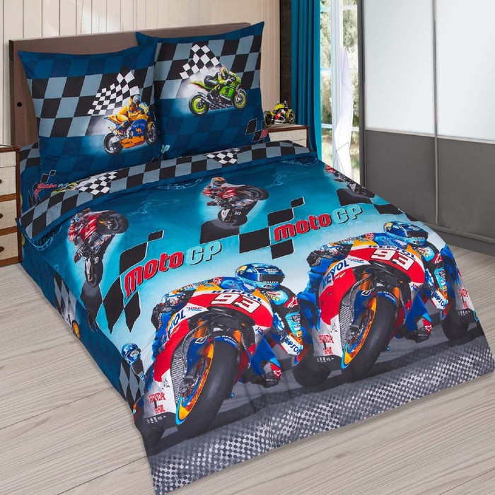 КПБ 1.5сп "Артпостелька" Скорость 145*215см, 150*214см, 70*70см 2шт, поплин хл.100%