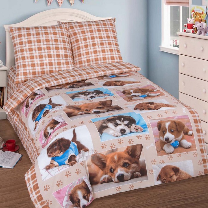 КПБ 1.5сп "Артпостелька" Тотошка 145*215см, 150*214см, 70*70см 2шт, поплин хл.100%