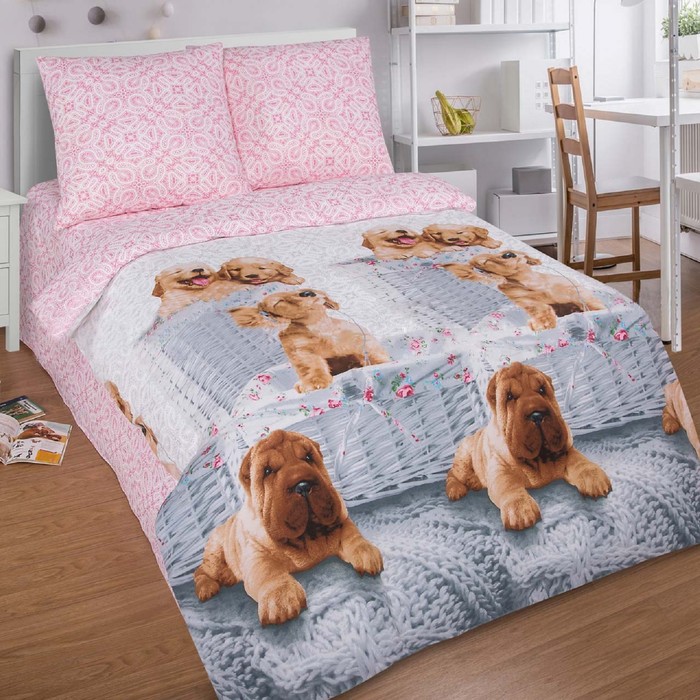 КПБ 1.5сп "Артпостелька" Верный друг 145*215см, 150*214см, 70*70см 2шт, поплин хл.100%