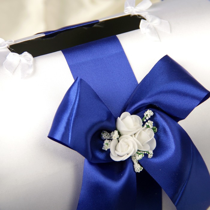 Коробка для денег "Семейный банк" с кружевом, синяя