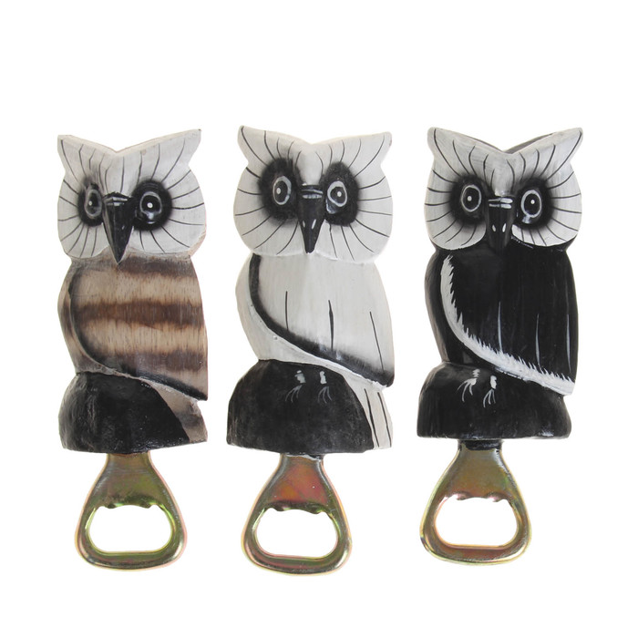 Сувенир "Сова-открывашка" дерево 17 см МИКС