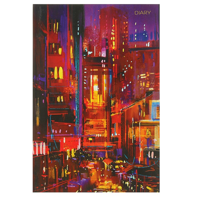 Ежедневник недатированный А5+, 128 листов "Графика. Яркий город", твердая обложка, матовая ламинация "Мокрый шёлк", блок 70 г/м