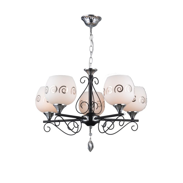 Люстра подвесная "Ривьера" 5х60W Е27 черный, хром 54x54x37см