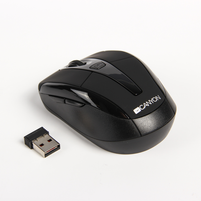 Мышь Canyon CNR-MSOW06B, беспроводная, 1 600 DPI, 6 кнопок, чёрная