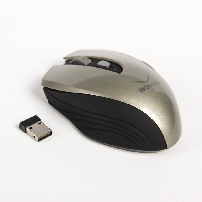 Мышь Canyon CNS-CMSW7G, беспроводная, 1 600 DPI, от встроенного аккумулятора, серая