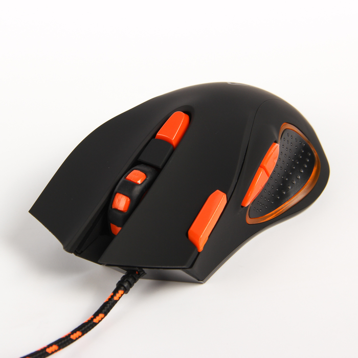 Мышь игровая Canyon CND-SGM5N, проводная, 6 400 DPI, 7 прогр. кн., подсветка, чёрно-оранж.