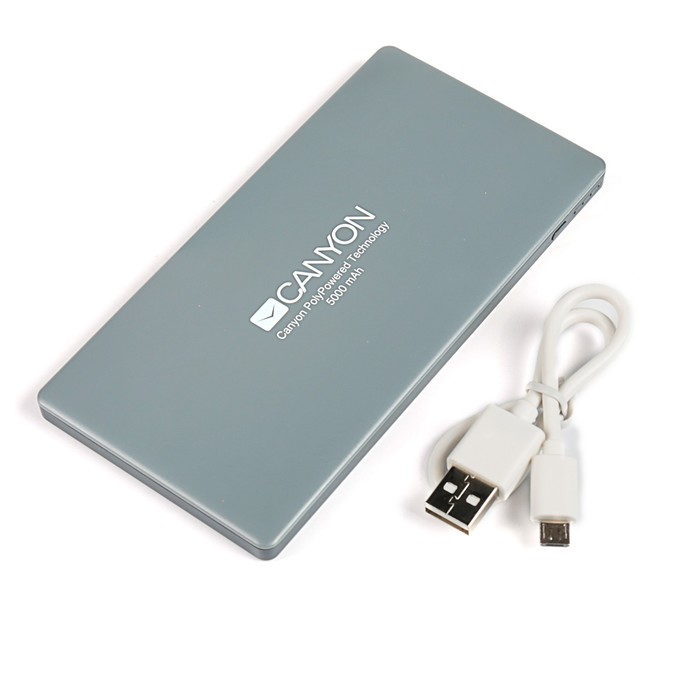 Внешний аккумулятор CANYON CNS-TPBP5DG Li-Pol, 5000 mAh, Micro-USB и Lightning