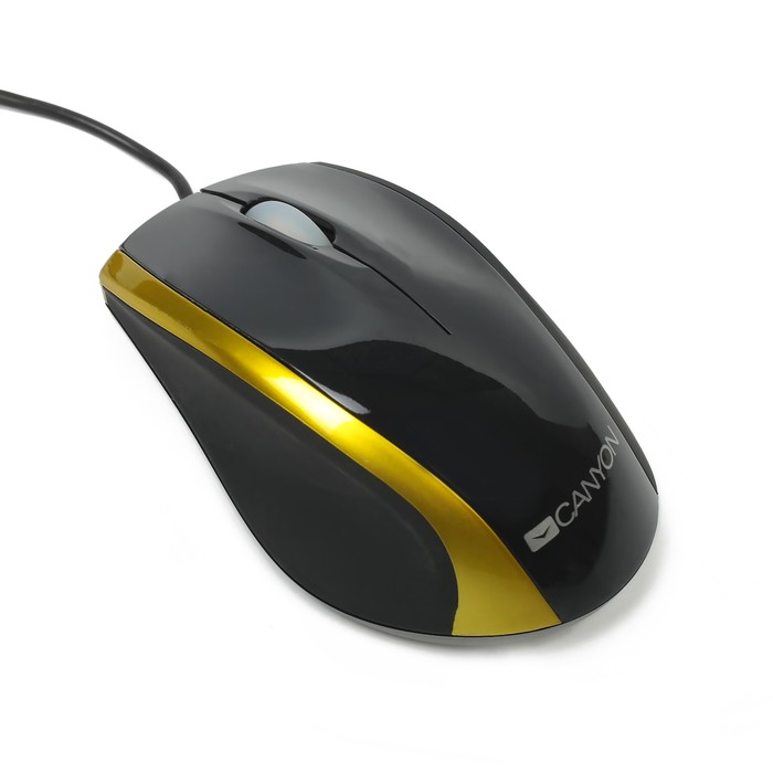 Мышь Canyon CNR-MSO01NG, проводная, 800 DPI, 3 кнопки, USB, Soft-touch, чёрно-жёлтая