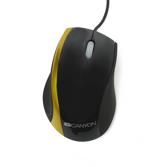 Мышь Canyon CNR-MSO01NG, проводная, 800 DPI, 3 кнопки, USB, Soft-touch, чёрно-жёлтая