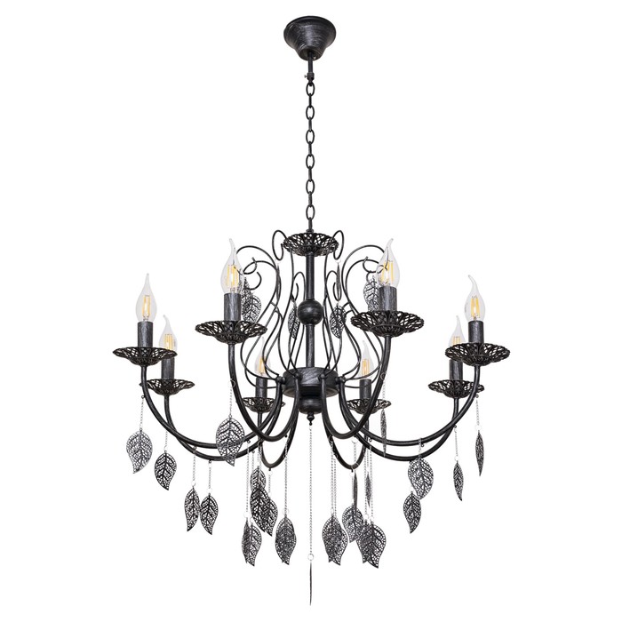 Люстра "Доротея" 8 ламп E14 60Вт черный-серебро 71х71см.