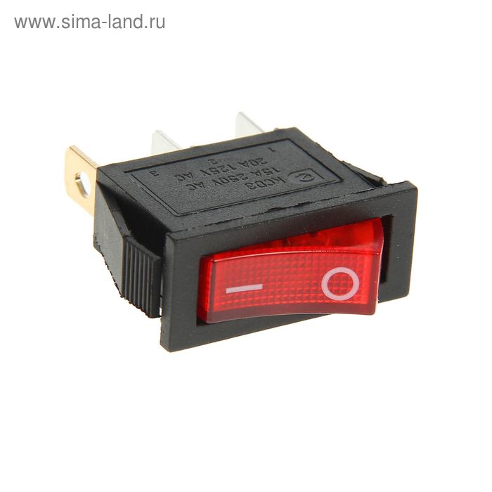 Выключатель клавишный REXANT RWB-404, 15А (3с), 250 В, ON-OFF, красный, с подсветкой