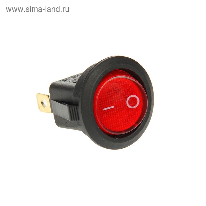 Выключатель клавишный REXANT RWB-214, 6А (3с), 250В, ON-OFF, круглый, красный, с подсветкой