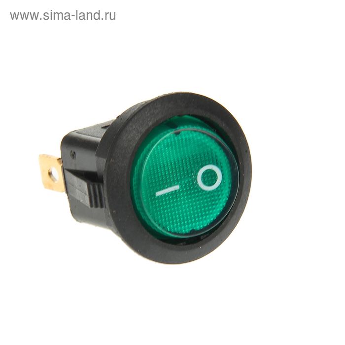 Выключатель клавишный REXANT RWB-214, круглый, 250В, 6А (3с), ON-OFF, зеленый, с подсветкой