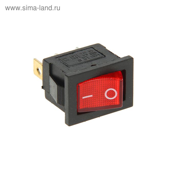 Выключатель клавишный REXANT RWB-206, 250 В, 6А (3с), ON-OFF, Mini, красный, с подсветкой