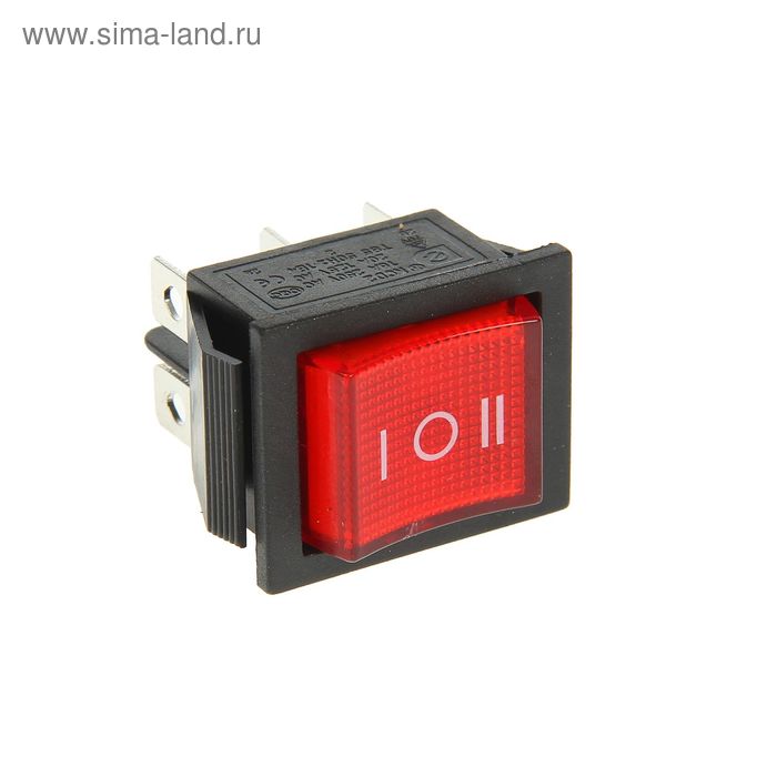 Выключатель клавишный REXANT RWB-509, 250 В, 15А (6с), ON-OFF-ON, красный, с подсветкой, клавишный выключатель 250 в 15 а on off on 6с красный с подсветкой