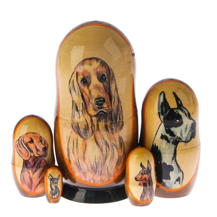Матрешка «Собака английский кокер спаниель», 5 кукол