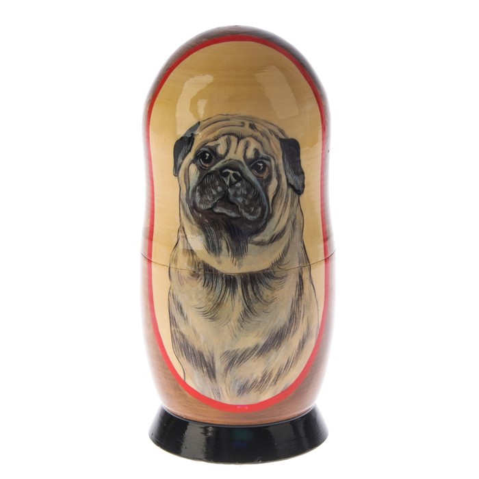 Матрешка «Собака мопс», 5 кукол