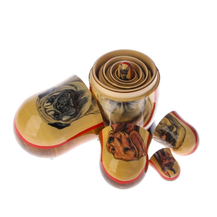 Матрешка «Собака мопс», 5 кукол