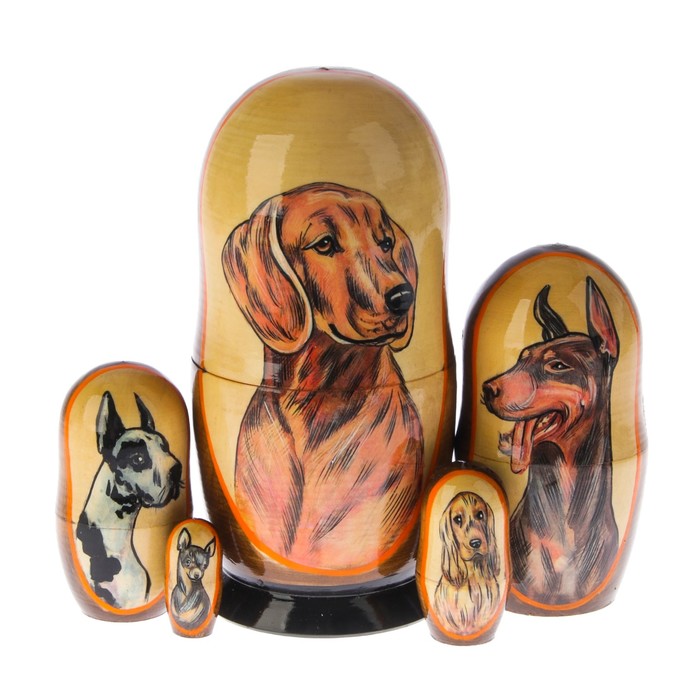 Матрешка «Собака венгерская выжла», 5 кукол