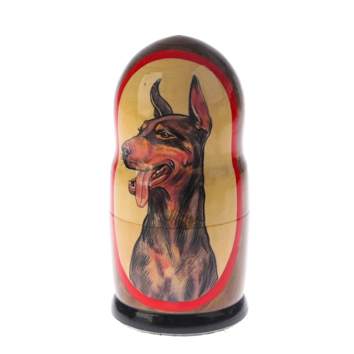 Матрешка «Собака доберман», 5 кукол