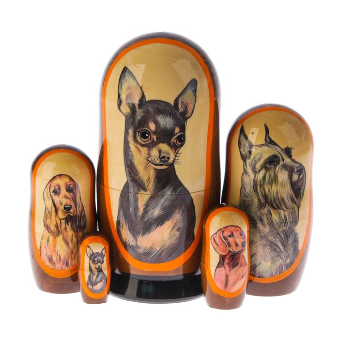 Матрешка «Собака той-терьер», 5 кукол