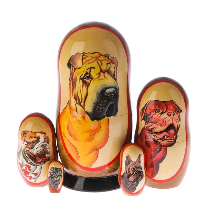 Матрешка «Собака боксер», 5 кукол