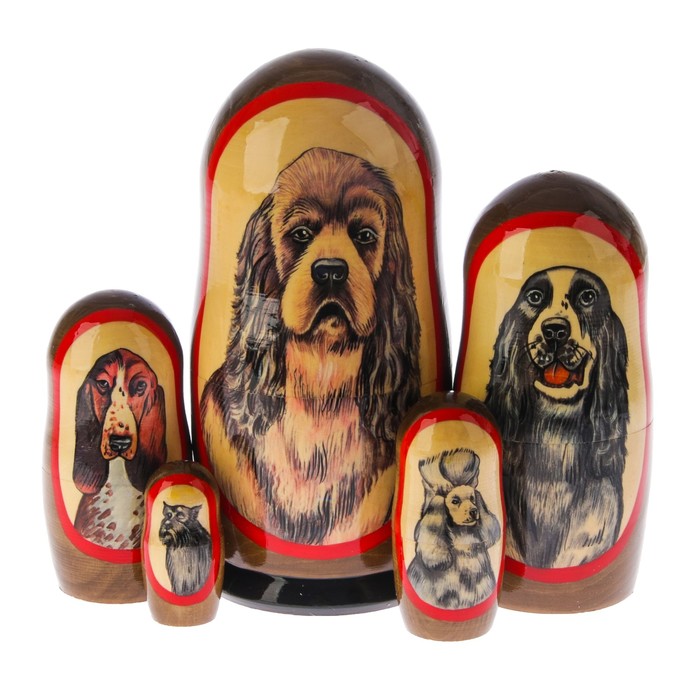Матрешка «Собака спаниель», 5 кукол