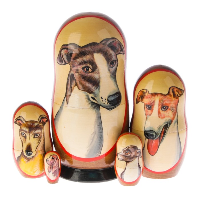 Матрешка «Собака левретка», 5 кукол