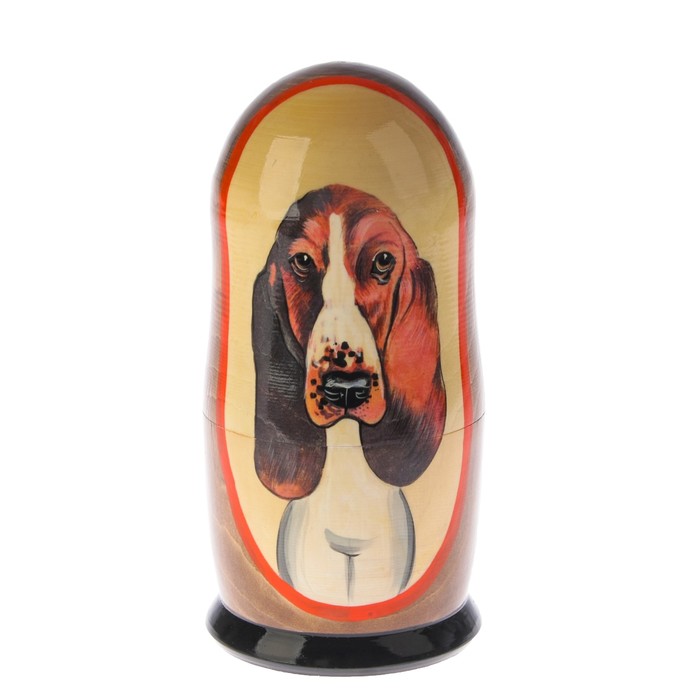 Матрешка «Собака бассет хаунд», 5 кукол