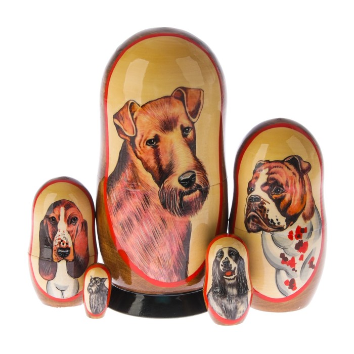 Матрешка «Собак эрдельтерьер», 5 кукол