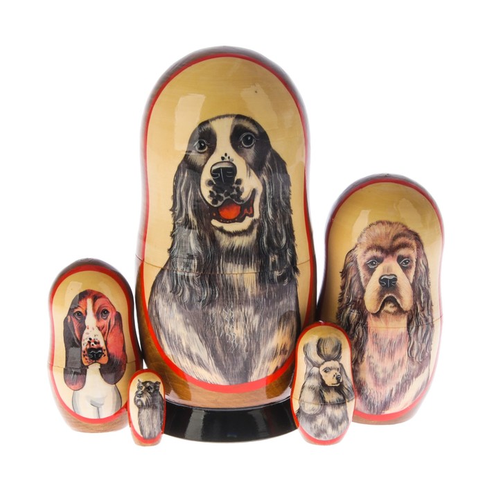 Матрешка «Собака кокер-спаниель», 5 кукол