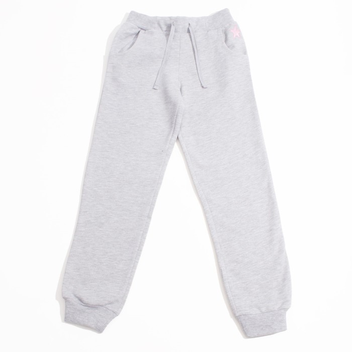 Брюки для девочки, рост 146 см, цвет серый меланж