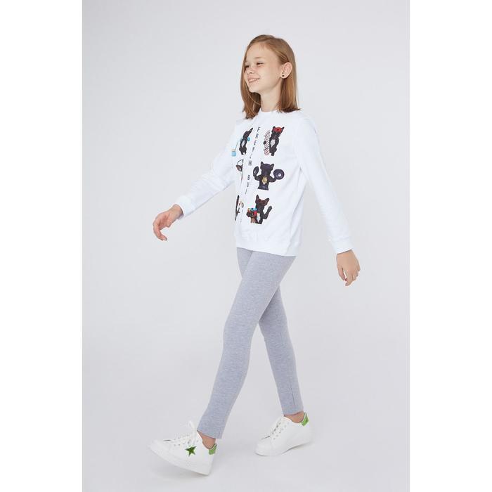 Брюки для девочки, рост 152 см, цвет серый меланж