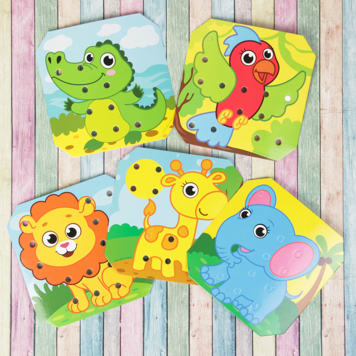 Игрушка-мозаика с шаблонами "Животные африки" (в наборе 6 картинок)