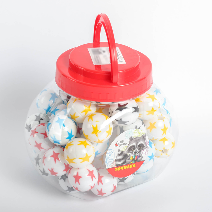 Точилка МИКС с контейнером Мяч со звездами