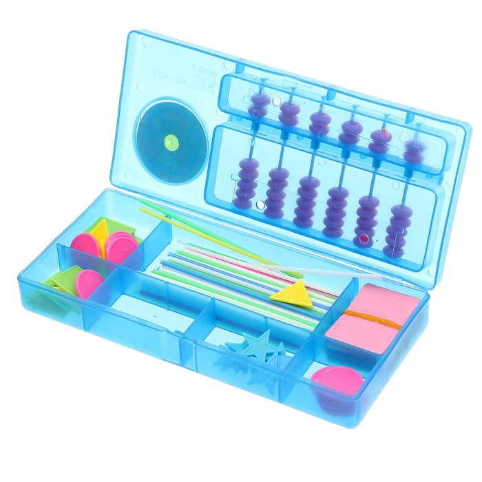 Обучающий материал в шкатулке "Пенал" со счётами и часиками, МИКС